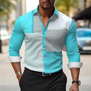 Men's Casual Shirts Button-up Shirt Business Spring And Summer Large Size Long-sleeved Striped Print Work Daily Vacation