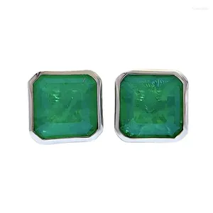 Stud Küpe S925 Gümüş Kulak Çemberleri Avrupa ve Amerikan Tarzı Emerald Kadınlar 3 Karat Seti Edge