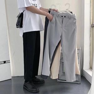 Men's Pants Casual Korean Style Trendy Suit Loose Thick And Velvet Cropped Trousers Wide-leg