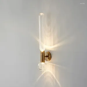 Wall Lamps Modern Glass Lamp LED Up And Down Light American Living Room Background Bedroom Bed Aisle