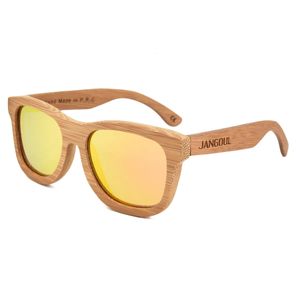 Jangoul unisex rzeźbione okulary przeciwsłoneczne klasyczne bambusowe drewniane ramy spolaryzowane vintage naturalne mężczyźni kobiety retro ręcznie robione okulary 240329