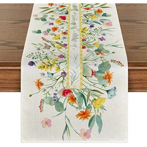 Floral Linen Table Runners Thanksgiving Wedding Decoration For Kitchen Decor Home Party Runner Coffee 240325