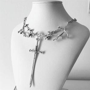 Pendant Necklaces Viking Necklace Chain With Branch Long Sword Dark Forest Gothic Jewelry Mysterious Pagan Witch JewelryPendant302P