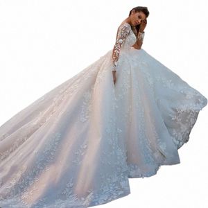 luxury Wedding Dres O-Neck A-Line Sexy Bridal Gowns Lace Appliques Lg Sleeves Robe 2024 Vintage Vestidos De Novia Y8Mj#