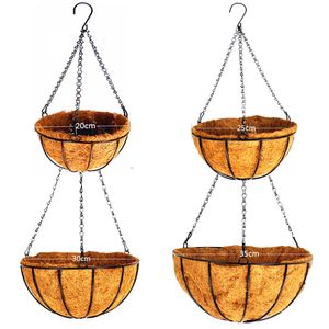 1PC 814 Inch Metal Hanging Planter Basket with Coconut Liner Wire Plant Holder Garden Decoration for Indoor Outdoor Flower Pots 240318