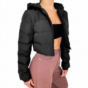 new 2022 Women Newest cott padded jacket Brown Black Fall Winter Hooded short coat Zip Parkas Warm Fi Ladies S5jV#