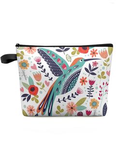 Borse per cosmetici Uccelli Fiori Foglie Borsa per trucco Borsa da viaggio Elementi essenziali per donna Donna Organizzatore per toilette Astuccio per bambini