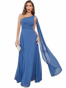 mgiacy New design solid colorbackl e shoulder Pleated chiff sleevel candy colored evening dres bridesmaid dres t99d#