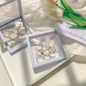 10pcsset PE Film Jewelry Storage Box 3D Floating Display Case Stands Holder Ring Earrings Necklace Business 240327