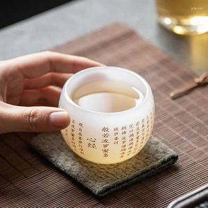 Te Cups 6 Color Prajna Paramita Heart Sutra Chinese Ceramic Cup Set Teaware Jade Bowl for Ceremony Tiger Teacup Circles