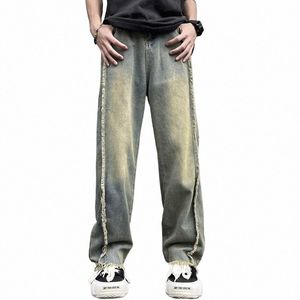 2023 New Fi Old Y2K Streetwear Stacked Baggy Jeans strappati Pantaloni Uomo Abbigliamento Donna dritta Pantaloni in denim Pantali Uomo c0Yp #