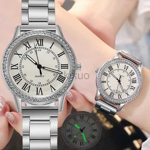ساعة Wristwatches Steel Strap Simple Casual Womens Watch Retro Roman Rhinestone Luminous Quartz Watch Watchury Watches for Women Wholesale 24329