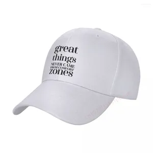 Ball Caps Wspaniałe rzeczy nigdy nie pochodzą ze stref komfortu motywacyjne cytaty baseballowe mężczyzn Kobiety Snapback Hat Oddychający ciężarówek regulowany