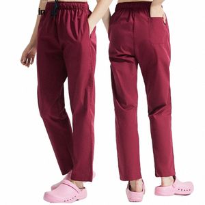 s-2xl12colors Unisex Elastic Waist Drawstring Scrubs Pants With 3 Pocket Medical Nurse Beautician Lab Trousers Pet Shop Workwear q9hQ#