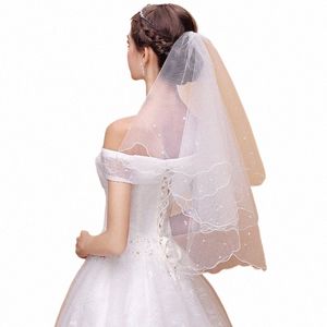 Pearl Wedding Dr Veil Layers Tiulle Ride Edge Bridal Veils Women Acries B5os#