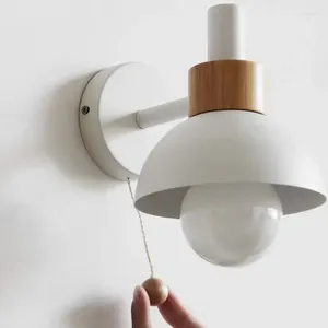 Wall Lamps Nordic Iron Lamp Bedroom Bedside Bathroom LED Warm Macaron Modern Mirror