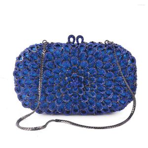 Evening Bags XIYUAN Women Blue/red/silver Crystal Clutches Hard Box Crossbody Handbag Clutch For Party Prom Girl Gift