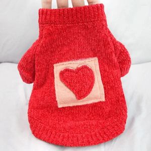 Maglione per abbigliamento per cani, facile da indossare, modello a cuore d'amore, stampato in acrilico, vestito per gatti