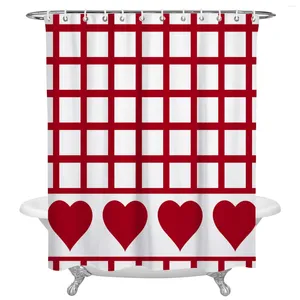 Shower Curtains Valentine'S Day Red Heart Plaid Waterproof Bath Home Decor Modern Luxury Bathroom Curtain