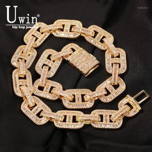 UWIN MIAMI NECKLACES 15mmキューバリンクCZバゲットプロングセッティングイースアウトZircon Pave Luxury Bling Jewelry Fashion Hiphop for Men CH188U