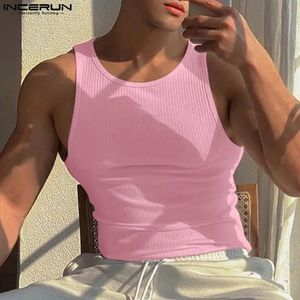 incerun Men Tank Tops Solid Color O-Diaceless Uckveless Streetwear Summer Summer Disual Setmon