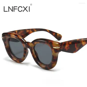 Sunglasses LNFCXI Fashion Oval Candy Color Women Y2K Retro Rivets Men Brand Designer Trending Punk Round Sun Glasses Shades