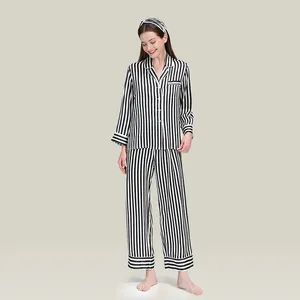 Домашняя одежда оптом Классические женские шелковые пижамы в полоску Удобная роскошная одежда для сна