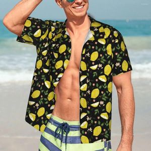 Erkekler rahat gömlek parlak meyve baskı gömlek çiçek ve limon yenilik yaz erkekler kısa kollu tatil şık özel büyük boy bluz