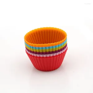 Backformen 12 Stück Bunte Silikon-Kuchenwerkzeuge Form Cupcake und Muffin für DIY-Gerichte Pfannenform