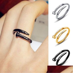 Band Rings Selling Plain Sier Gold Adjustable Ring Men Womens Glod Filled Fashion Nail Jewelry Wholesale Drop Delivery Dhktt