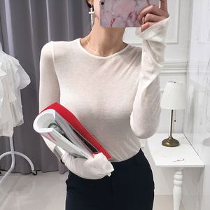 2024 Sexy Women Shirt T-shirt Long Sleeve Korean Style Slim Basic Elasticity Tshirt Top Womens Clothing T Shirt Femme