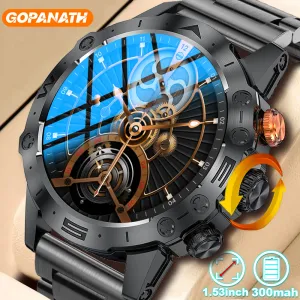 2024 novo militar esportes ao ar livre smartwatch 1.53-Polegada tela hd gps faixa de movimento bluetooth chamada smartwatch masculino para android ios