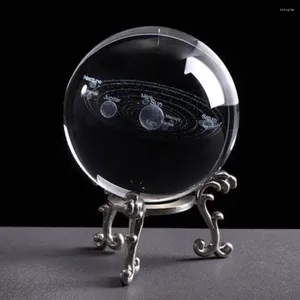 Decorative Figurines 6cm Gift Clear Planets Model Decoration Miniature Engraved Solar System Po Props Craft Home 3D With Base Sphere Crystal