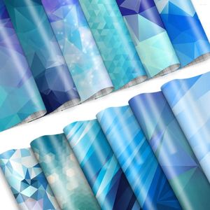 Window Stickers XFX 6 PCS Blue Geometry Infusible Transfer Ink Sheet Heat Paper Sublimation For Cricut Mug Press 12"x12" T-Shirts