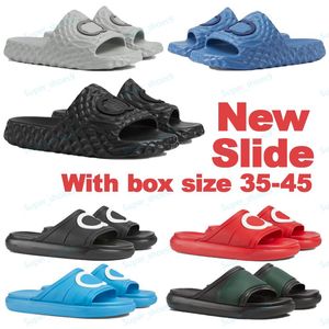New designer slides men interlocking slide sandal pool slip-on slippers mimicking water ripples luxury textured rubber flat women summer slider slipper size 35-45
