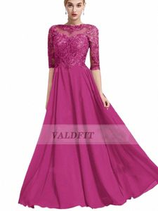 LG Fuchsia Mãe da Noiva Dres 2024 com Mangas Festa de Casamento Dr Vestido Boda Invitada Elegantes Para Mujer 2023 81H9 #