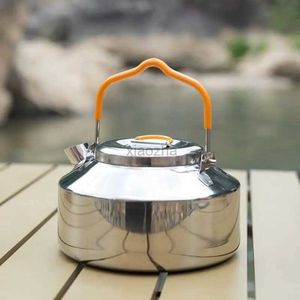 Camp Kitchen Portable Rostfritt stål Kettle TEAPOT Coffee Maker Outdoor Vandring Rese Camping Matlagningsredskap Campingutrustning 240329