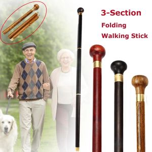 Pinnar 86,5 cm 3Sektion Sandalwood Wood Walking Stick Handtag med påse för äldre man