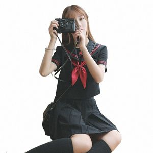 Japansk korea stil jk skol uniform sjöman dr suck flickor kort ärm ära helvete veckad kjol akademi anime kawaii cosplay o7tu#