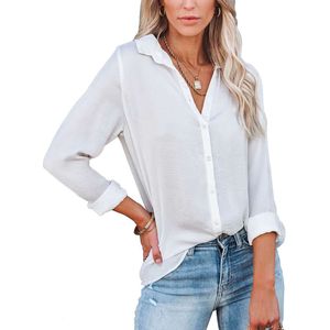 2024 Autumn Womens New Womens Shirt Long Sleeve Solid Lapel Casual ShirtXX00