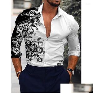 Camicie casual da uomo Camicia da uomo di lusso floreale hawaiana stampata in 3D da uomo Camicia estiva da spiaggia Camicetta Abbigliamento Abbottonatura Drop Delivery App Dha3J