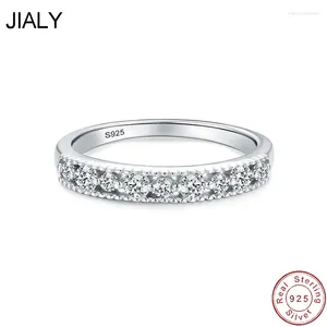 Anelli a grappolo JLY fine europeo fiori cavi zircone S925 anello in argento sterling per le donne festa di compleanno gioielli regalo di nozze