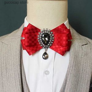 Bow Ties Mens Crystal Bow Tie ekoid kurdele el yapımı mücevher hediyeleri İngiliz iş ziyafet barınağı takım elbise yaka çiçekler erkekler düğün bow-tie y240329