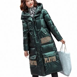 2023 Winter New W-Free Glossy Down Cott-Padded Coat for Women Mid-Length Cott Clothing Thick Warm Jacket T3Ic#