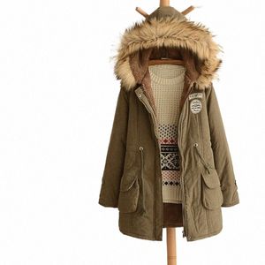 Japansk höst- och vinter Ny Cott Coat Women's Plus Veet Tjock Slim Cott Jacket i LG Secti of Cott Clothing N4FO#
