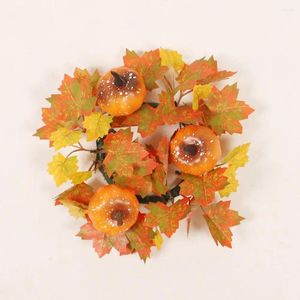 Candle Holders Artificial Holder Rings With Pumpkin Berry Fabric Garland For Thanksgiving Halloween Decoration