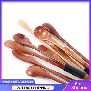 Spoons 1pcs Long Handle Coffee Spoon Creative Solid Wood Tableware Stir Stick Milk Tea Honey Wooden Kitchen Tools