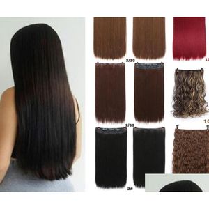 Hair Pieces Allaosify 5 Clip In Extension Synthetic Black Brown Fake Hairpieces Accessories For Women 2102179041851 Drop Delivery Prod Otlqi