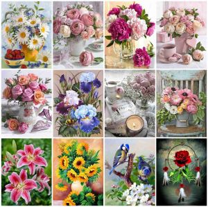 Skulpturen Evershine Diamantmalerei Neu 2023 Blumen Vollquadrat Mosaik Lilie Rose Strasssteine Bild Perlen Stickerei Kreuz Kit