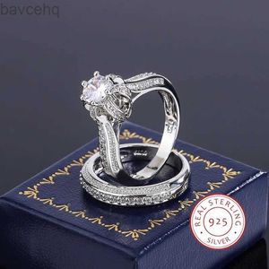 Wedding Rings High Quality Crystal Zircon Wedding Ring Set Fashion Big Stone Finger Ring Promise Bridal Engagement S925 Silver Rings for Women 24329